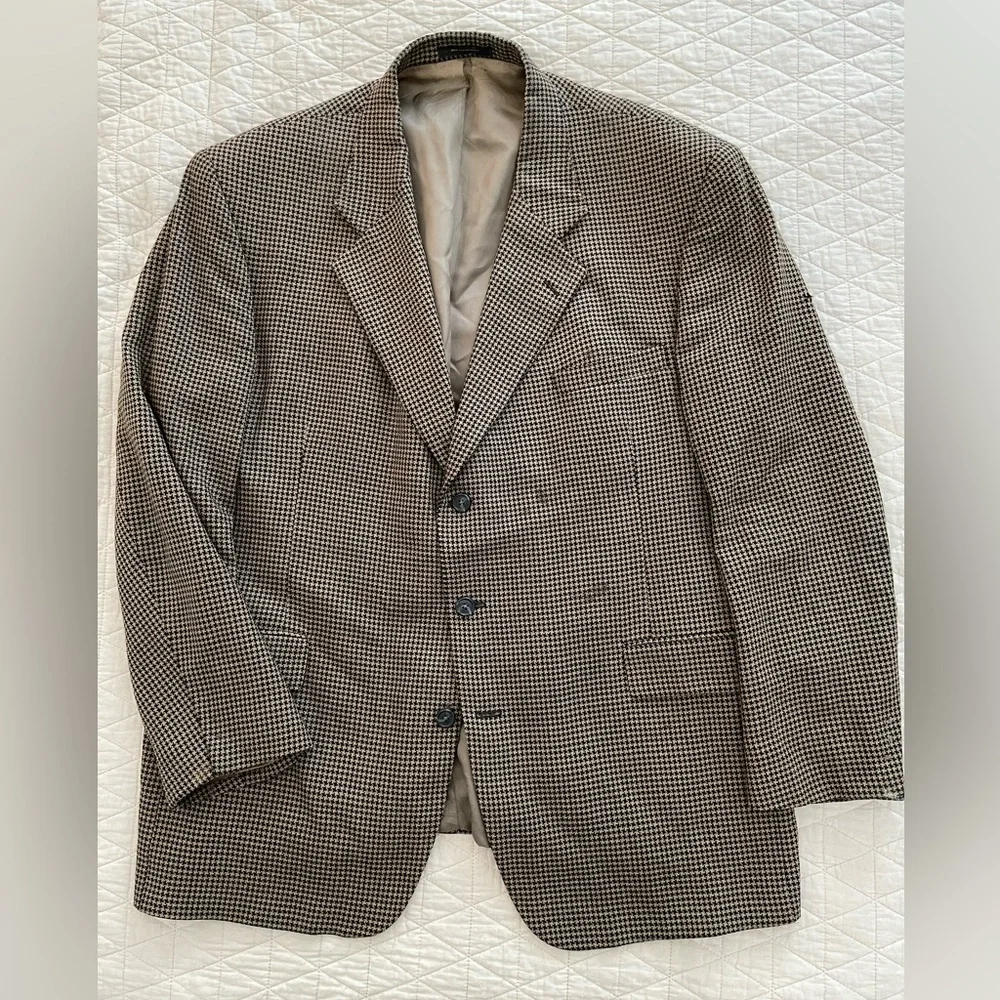 MONSIEUR GIVENCHY Made‎ in USA Vintage Houndstooth Check Wool Jacket Size 46 L